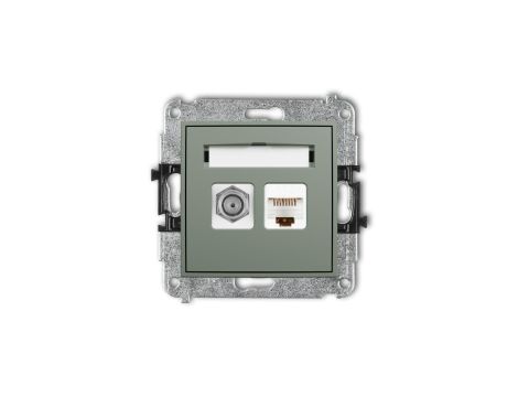 ICON Mechanizm gniazda antenowego poj. typu F (SAT) + gniazda komp. poj. 1xRJ45, kat. 5e, 8-stykowy szałwiowy 61IGFK-1