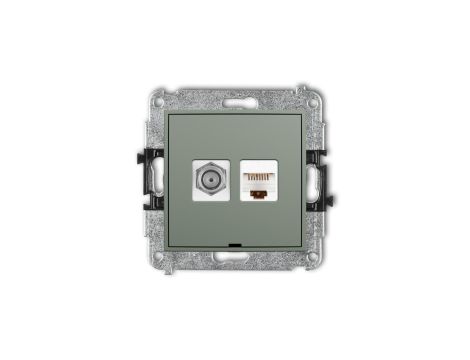 ICON Mechanizm gniazda antenowego F (SAT) + gniazda komp. poj. 1xRJ45, kat. 5e, 8-stykowy, bez opisu szałwiowy 61IGFKBO-1