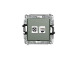 ICON Mechanizm gniazda antenowego F (SAT) + gniazda komp. poj. 1xRJ45, kat. 6, 8-stykowy, bez opisu szałwiowy 61IGFKBO-3