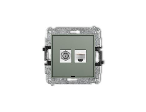 ICON Mechanizm gniazda antenowego F (SAT) + gniazda komp. poj. 1xRJ45, kat. 6, 8-stykowy, bez opisu szałwiowy 61IGFKBO-3