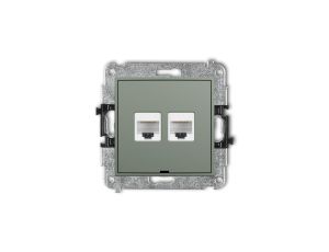 ICON Mechanizm gniazda komputerowego podwójnego 2xRJ45, kat. 6, 8-stykowy, bez pola opisowego szałwiowy 61IGKBO-4