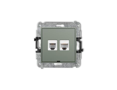 ICON Mechanizm gniazda telefonicznego 1xRJ11 + komp. poj. 1xRJ45 kat. 5e 8-stykowy, beznarzędziowe, bez opisu szałwiowy 61IGTKBO