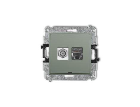 ICON Mechanizm gniazda antenowego F (SAT) + gniazda komp. 1xRJ45, kat. 6 ekranowany, 8-stykowy, bez opisu szałwiowy 61IGFKBO-5