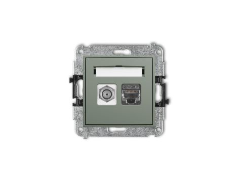 ICON Mechanizm gniazda antenowego poj. typu F (SAT) + gniazda komp. poj. 1xRJ45, kat. 6 ekranowany, 8-stykowy szałwiowy 61IGFK-5