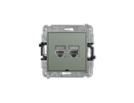 ICON Mechanizm gniazda komputerowego podwójnego 2xRJ45, kat. 7, ekranowany, 8-stykowy, bez pola opisowego szałwiowy 61IGKBO-10