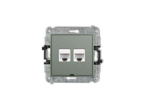 ICON Mechanizm gniazda komputerowego podwójnego 2xRJ45, kat. 6A, 8-stykowy, bez pola opisowego szałwiowy 61IGKBO-8