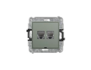 ICON Mechanizm gniazda komputerowego podwójnego 2xRJ45, kat. 6, ekranowany, 8-stykowy, bez pola opisowego szałwiowy 61IGKBO-6