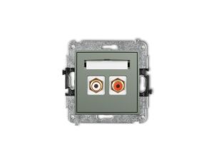 ICON Mechanizm gniazda podwójnego RCA (typu cinch - biały i czerwony, pozłacany) szałwiowy 61IGRCA-2