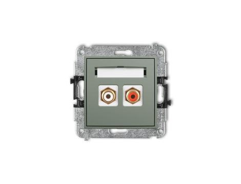 ICON Mechanizm gniazda podwójnego RCA (typu cinch - biały i czerwony, pozłacany) szałwiowy 61IGRCA-2