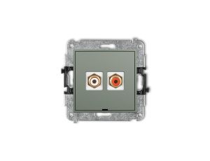 ICON Mechanizm gniazda podwójnego RCA, bez pola opisowego (typu cinch - biały i czerwony, pozłacany) szałwiowy 61IGRCABO-2