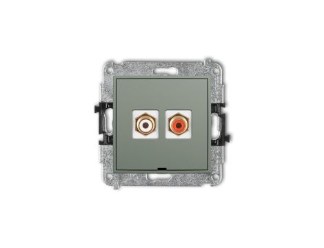 ICON Mechanizm gniazda podwójnego RCA, bez pola opisowego (typu cinch - biały i czerwony, pozłacany) szałwiowy 61IGRCABO-2