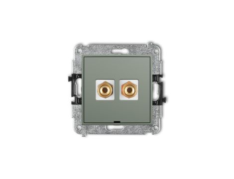 ICON Mechanizm gniazda głośnikowego poj., bez opisu (banan - czerwony i czarny, pozłacany, 4 mm2, skręcany) szałwiowy 61IGGBO-4