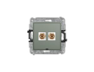 ICON Mechanizm gniazda głośnikowego poj. bez opisu (banan - czerwony i czarny, pozłacany, 4 mm2, do lut.) szałwiowy 61IGGBO-3