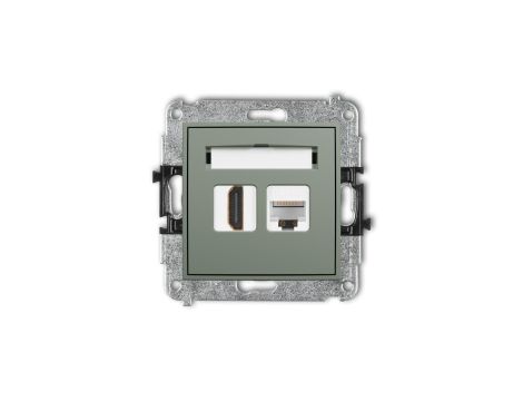 ICON Mechanizm gniazda pojedynczego HDMI 2.0, 4K + gniazda komp. poj. 1xRJ45, kat. 5e, 8-stykowy szałwiowy 61IGHK