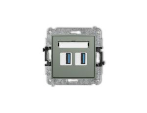 ICON Mechanizm gniazda podwójnego 2xUSB A-A 3.0 szałwiowy 61IGUSB-6
