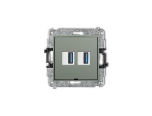 ICON Mechanizm gniazda podwójnego 2xUSB A-A 3.0, bez pola opisowego szałwiowy 61IGUSBBO-6