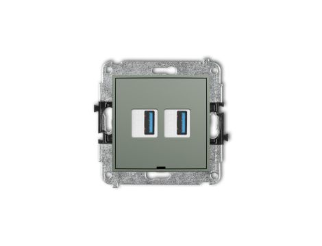 ICON Mechanizm gniazda podwójnego 2xUSB A-A 3.0, bez pola opisowego szałwiowy 61IGUSBBO-6