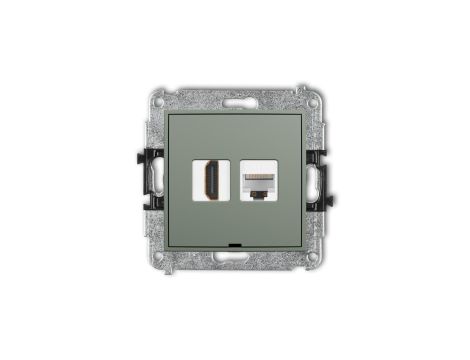 ICON Mechanizm gniazda pojedynczego HDMI 2.0, 4K + gniazda komp. poj. 1xRJ45, kat. 5e, 8-stykowy, bez opisu szałwiowy 61IGHKBO