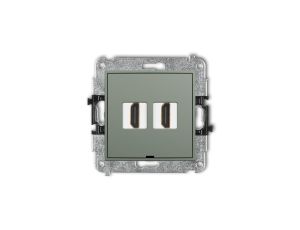 ICON Mechanizm gniazda podwójnego HDMI 2.1, 8K, bez pola opisowego szałwiowy 61IHDMIBO-6