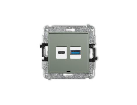 ICON Mechanizm ładowarki USB podwójnej USB C + USB A, 20W max., bez pola opisowego szałwiowy 61ICUSBBO-8