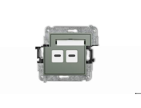 ICON Mechanizm gniazda podwójnego 2xUSB C-C szałwiowy 61IGUSB-8
