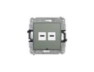 ICON Mechanizm gniazda podwójnego 2xUSB C-C, bez pola opisowego szałwiowy 61IGUSBBO-8