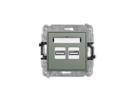 ICON Mechanizm ładowarki USB podwójnej 2xUSB A, 15,5W max., 5V, 3.1A szałwiowy 61ICUSB-6