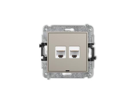 MINI Mechanizm gniazda komputerowego podwójnego 2xRJ45, kat. 6A, 8-stykowy, bez pola opisowego taupe 60MGKBO-8