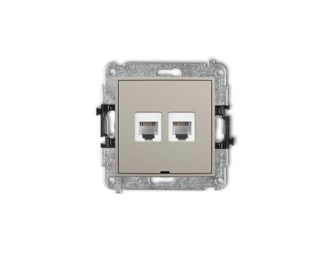 MINI Mechanizm gniazda telefonicznego podwójnego 2xRJ11, 4-stykowy, beznarzędziowe, bez pola opisowego taupe 60MGTBO-2