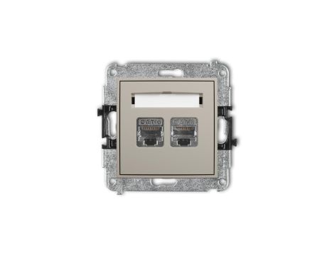 MINI Mechanizm gniazda komputerowego podwójnego 2xRJ45, kat. 6, ekranowany, 8-stykowy taupe 60MGK-6