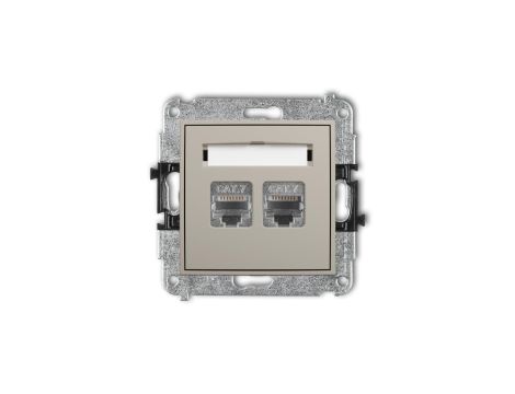 MINI Mechanizm gniazda komputerowego podwójnego 2xRJ45, kat. 7, ekranowany, 8-stykowy taupe 60MGK-10