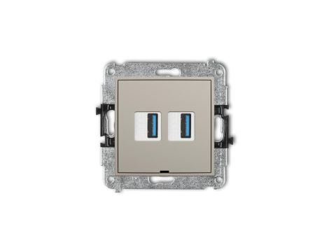 MINI Mechanizm gniazda podwójnego 2xUSB A-A 3.0, bez pola opisowego taupe 60MGUSBBO-6