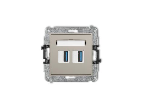 MINI Mechanizm gniazda podwójnego 2xUSB A-A 3.0 taupe 60MGUSB-6