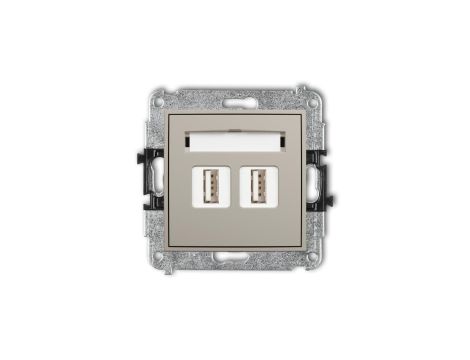 MINI Mechanizm gniazda podwójnego 2xUSB A-A 2.0 taupe 60MGUSB-2
