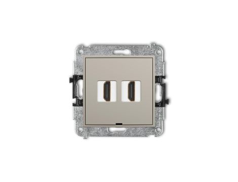 MINI Mechanizm gniazda podwójnego HDMI 2.1, 8K, bez pola opisowego taupe 60MHDMIBO-6