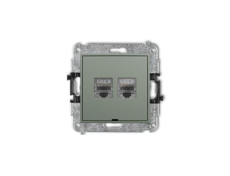 MINI Mechanizm gniazda komputerowego podwójnego 2xRJ45, kat. 8, ekranowany, 8-stykowy, bez pola opisowego szałwiowy 61MGKBO-12
