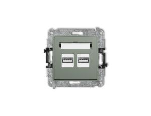 MINI Mechanizm ładowarki USB podwójnej 2xUSB A, 15,5W max., 5V, 3.1A szałwiowy 61MCUSB-6