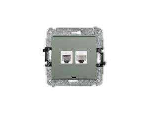 MINI Mechanizm gniazda telefonicznego 1xRJ11 + komp. poj. 1xRJ45 kat. 5e 8-stykowy, beznarzędziowe, bez opisu szałwiowy 61MGTKBO