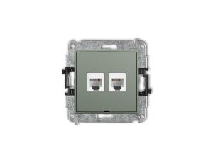 MINI Mechanizm gniazda telefonicznego podwójnego 2xRJ11, 4-stykowy, beznarzędziowe, bez pola opisowego szałwiowy 61MGTBO-2