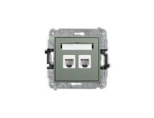 MINI Mechanizm gniazda telefonicznego podwójnego 2xRJ11, 4-stykowy, beznarzędziowe szałwiowy 61MGT-2