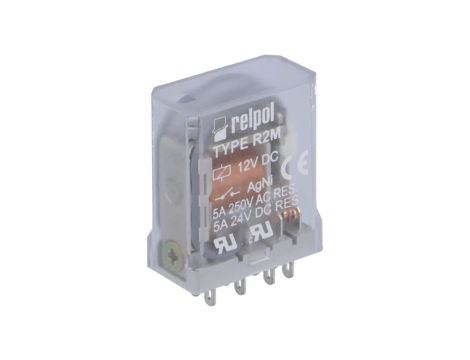 R2M-12VDC Przekaźnik: elektromagnetyczny DPDT Ucewki: 12VDC 5A/250VAC