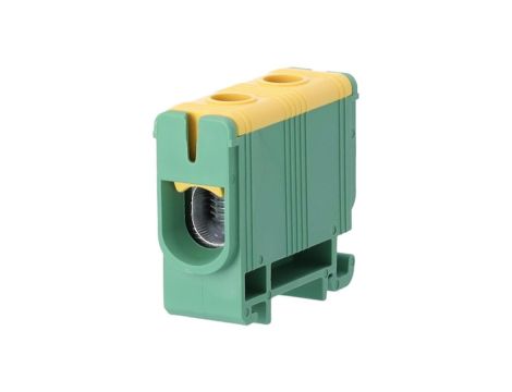 Blok rozdzielczy odgałęźny Al/Cu 2,5-50mm2 (max. 50mm2) na szynę TH35 żółto-zielony FJ-E50/D HEDO