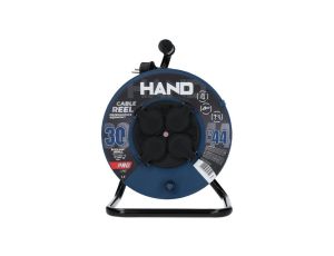 Przedłużacz budowlany zwijany na bębnie Rozgałęźnik na 4 gniazda 2P+Z 230V IP44 na kablu OW 3x1,5mm2 30m HAND