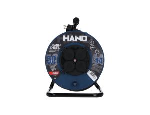 Przedłużacz budowlany zwijany na bębnie Rozgałęźnik na 4 gniazda 2P+Z 230V IP44 na kablu OW 3x1,5mm2 50m HAND