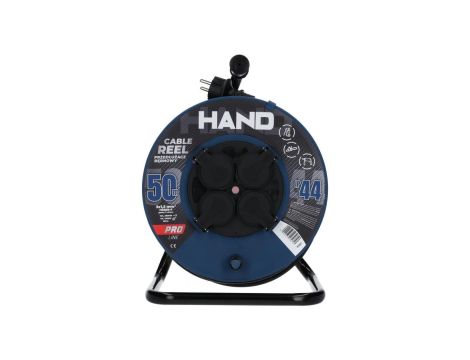 Przedłużacz budowlany zwijany na bębnie Rozgałęźnik na 4 gniazda 2P+Z 230V IP44 na kablu OW 3x1,5mm2 50m HAND