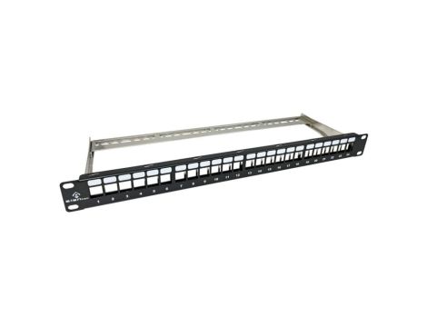Patch panel pusty 19 modularny 24 porty 1U z podporą, niewyposażony ALANTEC - ALANTEC