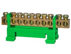 Listwa zaciskowa 10-torowa 10mm2 TH35 zielona LZ-10G