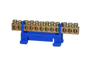 Listwa zaciskowa 12-polowa 10mm2 TH35 niebieska LZ-12B