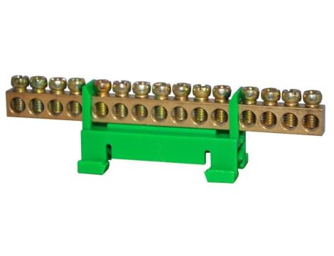 Listwa zaciskowa 15-polowa 10mm2 TH35 zielona LZ-15G