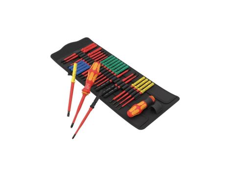 Wkrętaki izolowane 1kV dla elektryka 2x rękojeść + 24 trzpieni Take It Easy Wera Kompakt VDE zestaw 26 elementów